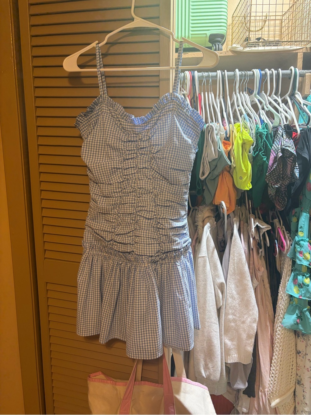 Baby Pink Blue Gingham Sundress
